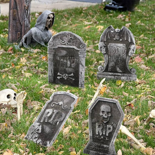 ป้ายสุสาน หลุมฝังศพ สำหรับ ตกแต่ง ฮาโลวีน Halloween Foam Skeleton Headstone Tombstone Gravestone Yard Decoration