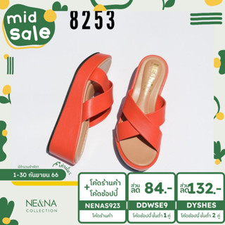 รองเท้าเเฟชั่นผู้หญิงเเบบเเตะสวมส้นตันสูงปานกลาง No. 8253  NE&amp;NA Collection Shoes