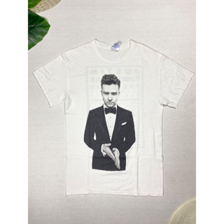 เสื้อยืด Justin Timberlake ลายทัวร์ The 20/20 Experience สีขาว ลายหน้าหลังทัวร์ ปี2014 ของแท้ สภาพใหม่มาก Size S