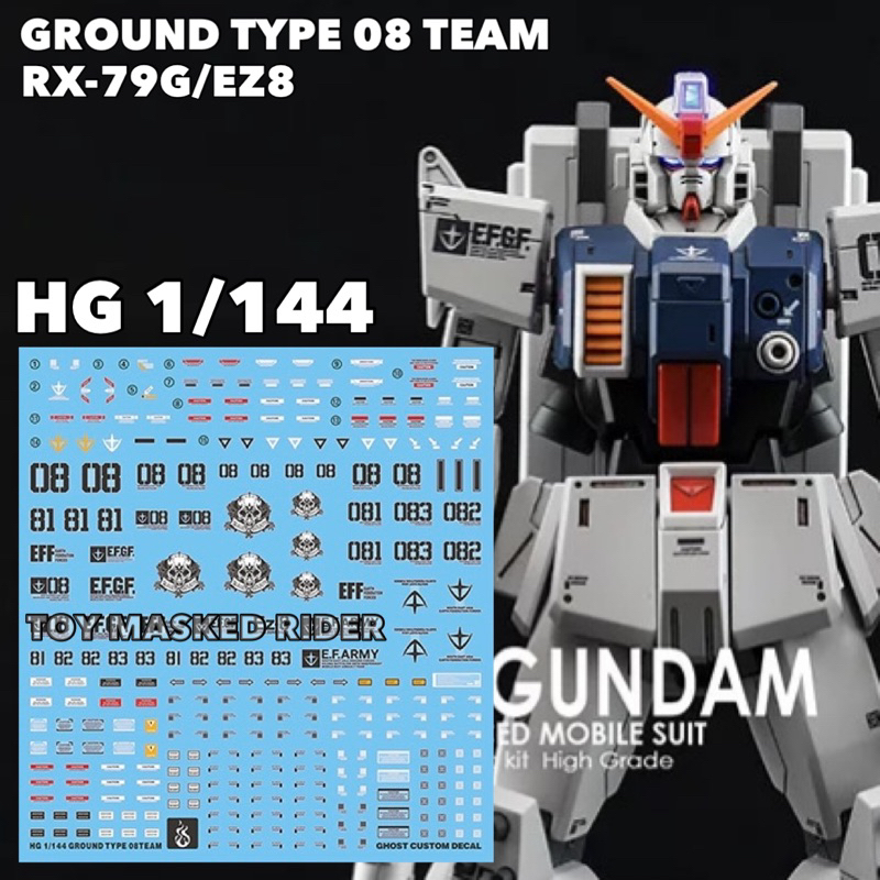 🟦ดีคอลน้ำ GHOST DECAL EG HG 1/144 GROUND TYPE 08 TEAM RX-79G/EZ8
