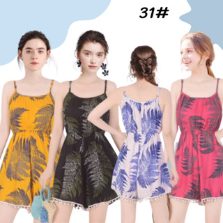 [BAHANMEI]สายเดี่ยวจั้มสูทสั้น กางเกงเอวยางยืดจั้ม  พร้อมส่ง…