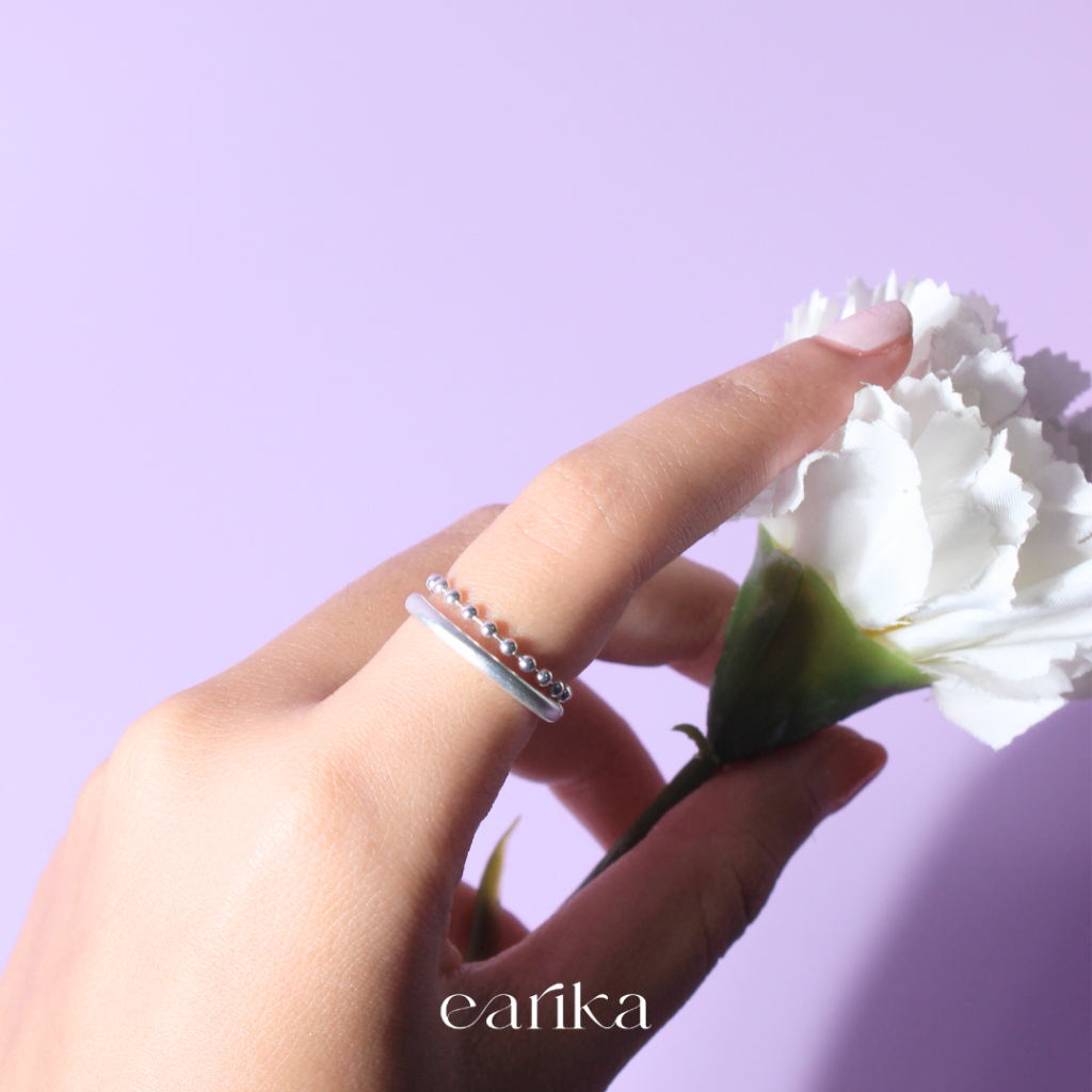 earika.earrings - double layer bubble ring แหวนเงินแท้สองเลเยอร์ (ฟรีไซส์ปรับขนาดได้) เหมาะสำหรับคนแพ้ง่าย