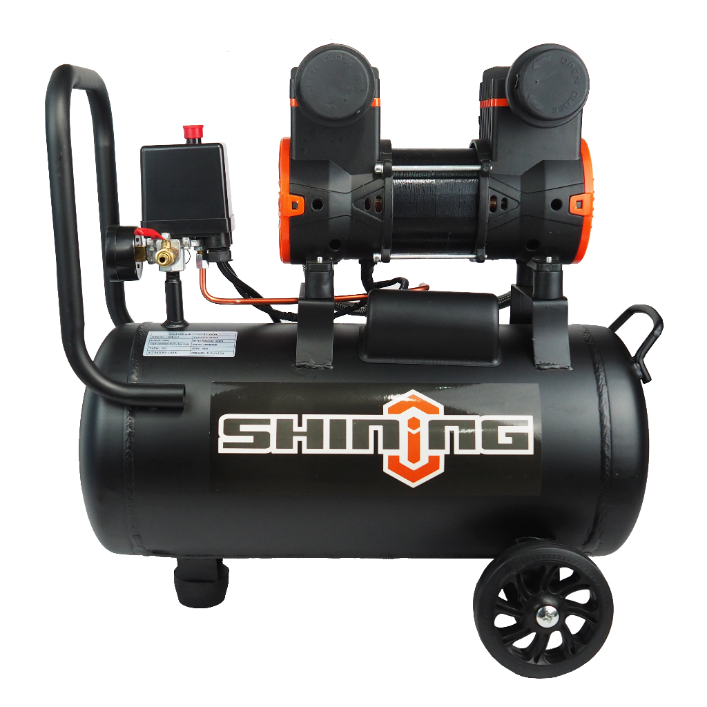 SHINING ปั้มลมออยล์ฟรี ปั้มลม 30 ลิตร(สีดำ) ปั้มลมไฟฟ้า เครื่องมือช่าง มีล้อลาก