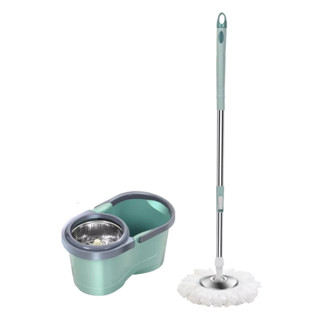 Win Spin Mop ถังปั่นสเตนเลส 2 ชุด พร้อมหัวม็อป 6 หัว