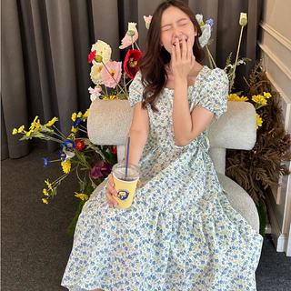 🔥พร้อมส่ง1-2วันถึง 💐 Blossom dress 💐เดรสยยาวไปทะเลลายดอกไม้ เสื้อผ้าแฟชั่นคาเฟ่สำหรับผู้หญิง
