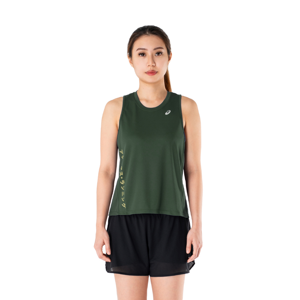 ASICS : 2012C929.301 KATAKANA TANK WOMEN RUNNING ผู้หญิง เสื้อกล้าม ของแท้  RAIN FOREST