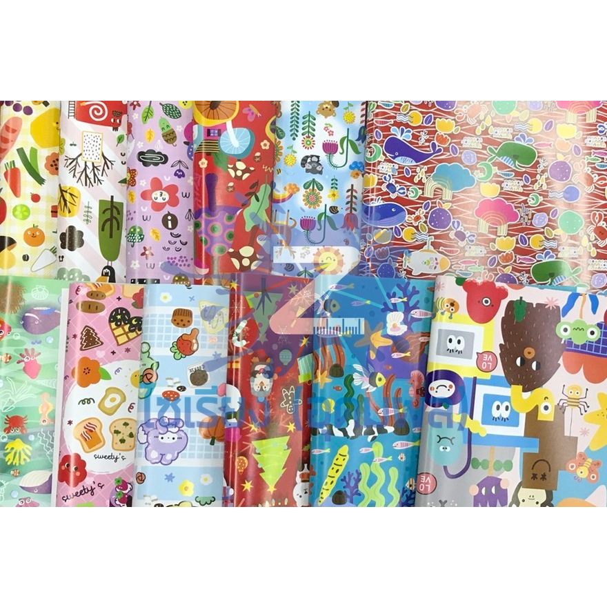 กระดาษห่อของขวัญ แผ่นใหญ่ แพ็ค25-50แผ่น คละสีคละลายได้ตามต้องการ