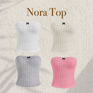 Renna | Nora Top🧁🪄(เพิ่มสีใหม่🌪) เสื้อเกาะอกวินเทจผ้าลายนูน (✨พรี)