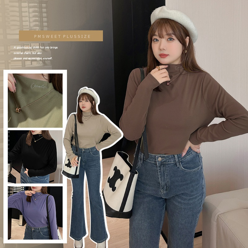 [ 🔥อกถึง 50" ] : PMP2215 : พรีออเดอร์ เสื้อผ้าไซส์ใหญ่ เสื้อกันหนาวคนอ้วน สาวอวบ คอเต่า คอตั้ง สไตล์