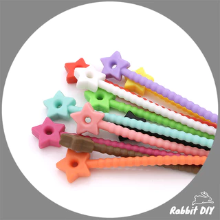 พวงกุญแจ สายคล้อง ซิลิโคน สายซิลิโคน หัวรูปดาว สำหรับห้อย Art Toys / ทำห่วงกลม (แพ็ก 1 ชิ้น)