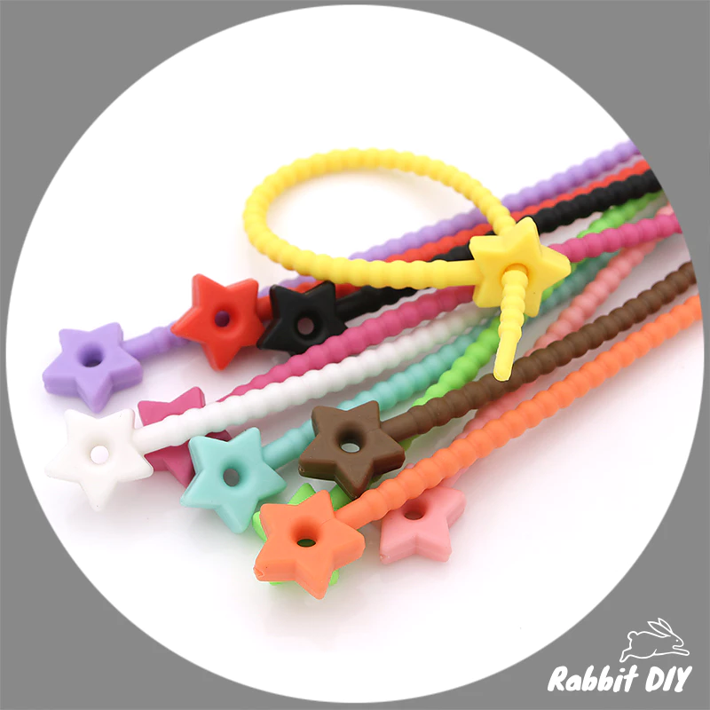 พวงกุญแจ สายคล้อง ซิลิโคน สายซิลิโคน หัวรูปดาว สำหรับห้อย Art Toys / ทำห่วงกลม (แพ็ก 1 ชิ้น)
