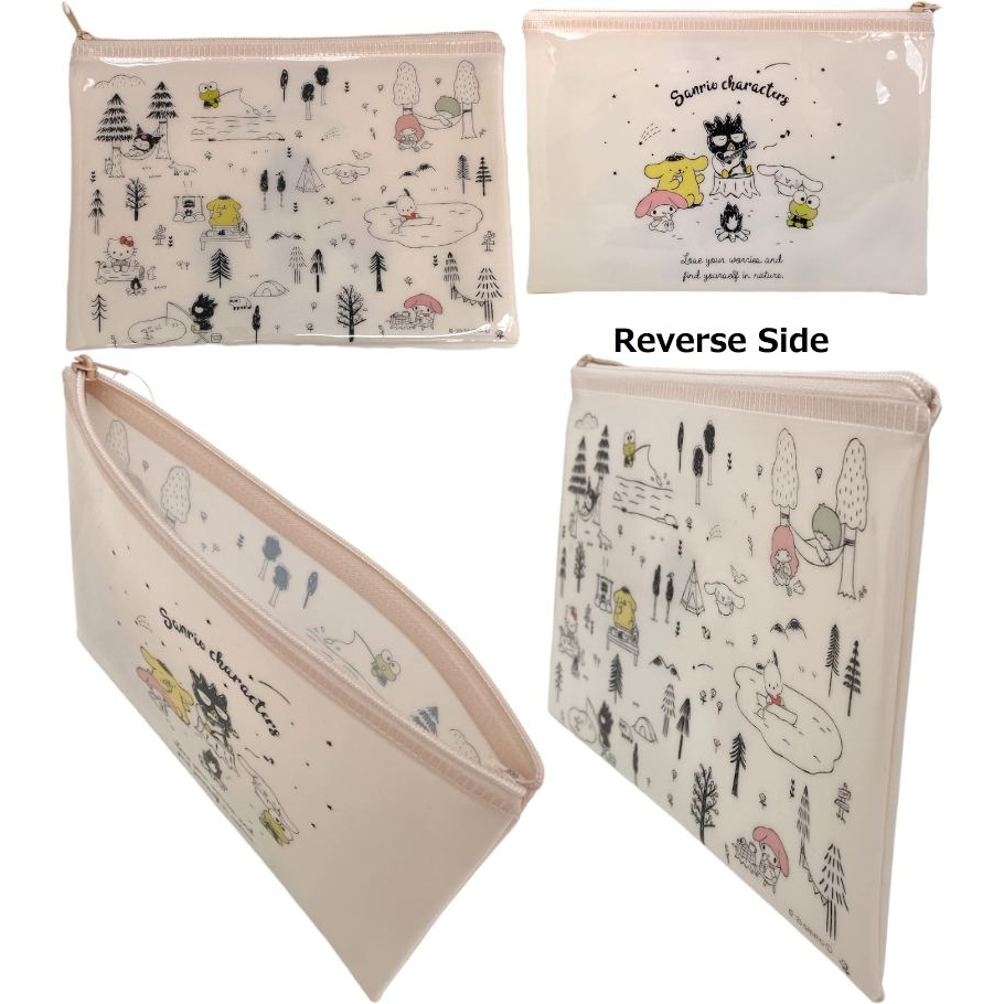 【Direct from Japan】Sanrio Accessories Cosmetic Multipurpose Flat Vinyl Pouch Zipper Case Bag 18.5-20cm × 13.5-15cm (Kuromi, My Melody & Kuromi, Hangyodon, Hapidanbui, Sanrio Characters)