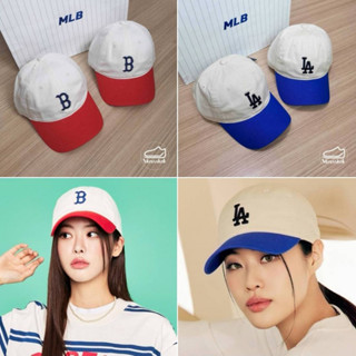 ของแท้ 💯% MLB Basic Color Block Unstructured Ball Cap ป้ายแท็กเกาหลี  🇰🇷