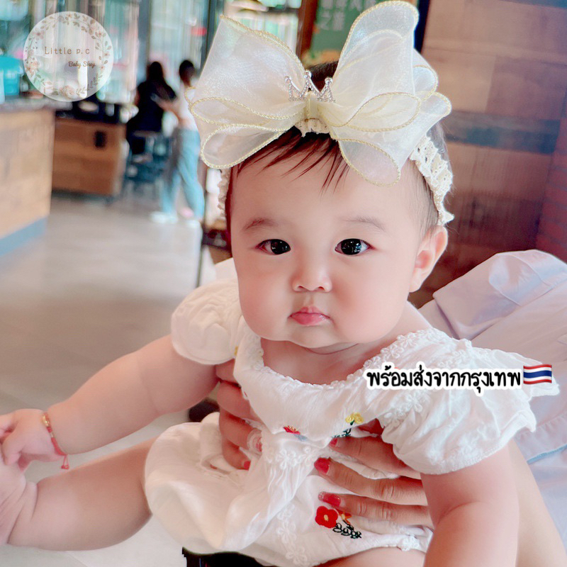 คาดผมโบว์ใหญ่ผ้าชีฟองสำหรับเด็กอ่อน3-18เดือน🌤️พร้อมส่ง🌤️