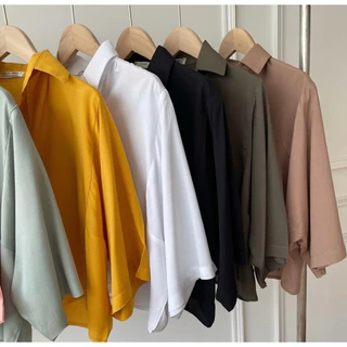 เสื้อครอปเชิ้ตผ้าสปัน เนื้อผ้านุ่มใส่สบายมาก Size อก 42 พร้อมส่ง