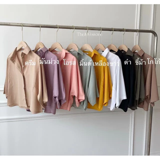 เสื้อครอปเชิ้ตผ้าสปัน เนื้อผ้านุ่มใส่สบายมาก Size อก 42 พร้อมส่ง