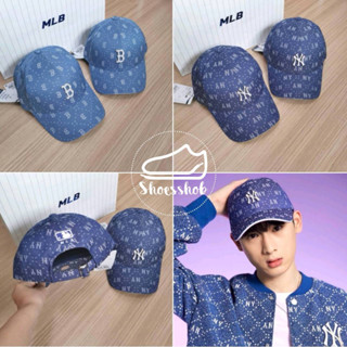 ของแท้ 💯% MLB Denim Dia Monogram Structured Ball Cap ป้ายแท็กเกาหลี  🇰🇷