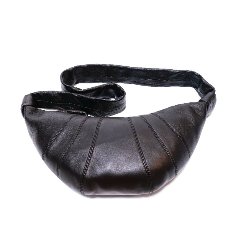 LEMAIRE Small Croissant Bag in Dark Chocolate Leather