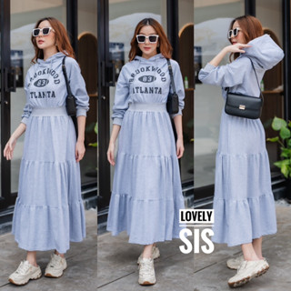 🌈🌿🌼🌸🌺💙🤎🇰🇷 Cotton Hood Screen Long Sleeve Maxi Dress