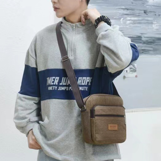 W150#กระเป๋าสะพายผู้ชาย ผ้าแคนวาส ช่องใส่ของเยอะ งานดี