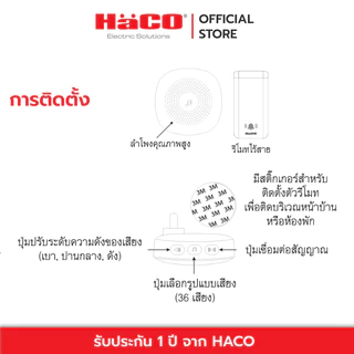 HACO กระดิ่งไร้สาย แบบเสียบปลั๊ก พร้อมรีโมทคีเนติก ไม่ใช้ถ่าน กันน้ำ100% รุ่น HWD-K885