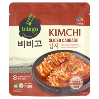 กิมจิ เครื่องเคียงเกาหลี bibigo sliced cabbage kimchi กิมจิผักกาดขาว 100g. 비비고 썰은배추김치