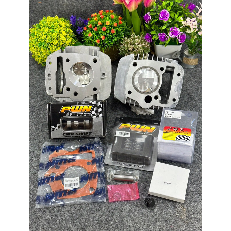 W125ลูก57/2วาล์วหัวนูนลูกLHKสลัก13มิลวาล์ว27-23ปลอกสูบหนา64มิลต้องขยายแคร้ง ใส่125คาร์บูR-S-Xและ125i