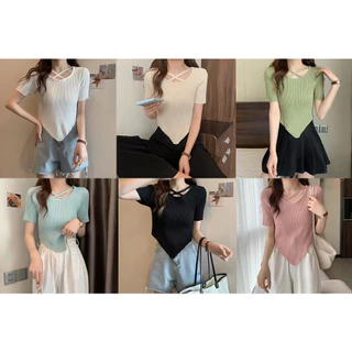 🔥SELL🔥ผ้าไหมพรมผู้หญิง เสื้อยืดผู้หญิง แขนสั้นผ้านิ่มใส่สบาย แฟชั่นเกาหลีสีพื้น