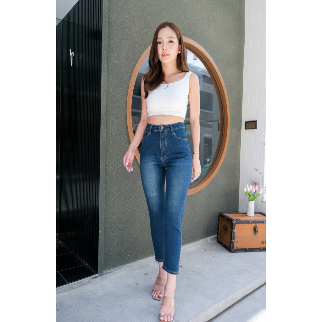 Boy Slim Stretch I Women's Jeans I กางเกงยีนส์ทรงบอย ผ้ายืด ผู้หญิง เอวสูง #237