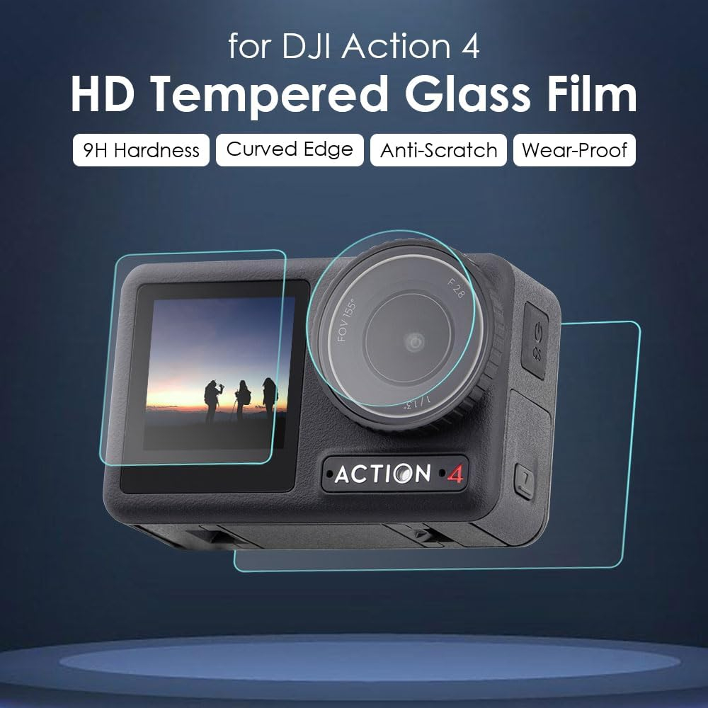 ฟิล์มกระจก DJI Action 3 / 4 / 5 pro ติดง่าย เว้นขอบ ไม่ดันเคส Tempered Glass Film for DJI OsmoAction