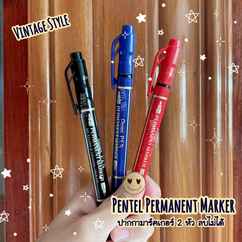 Pentel twin tip permanent marker N75W ปากกามาร์คเกอร์ 2 หัว ลบไม่ได้ รุ่น N75W