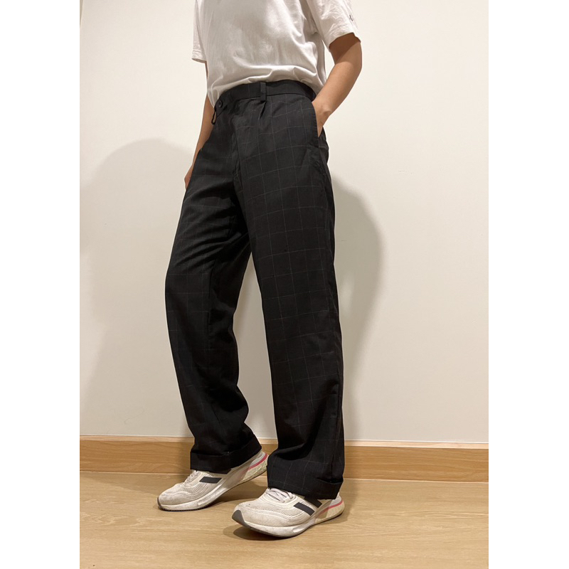 กางเกงขายาวสีดำลายตารางป้ายJPRESSใส่สบายทรงสวย