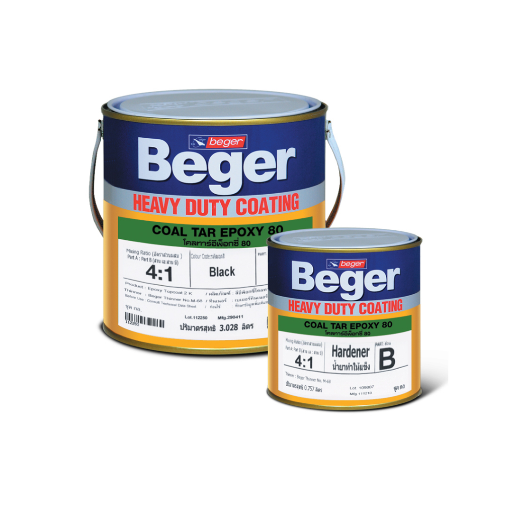 Beger Coal Tar Epoxy 80 สีรองพื้นระบบ 2ส่วน (ขนาด 3 ลิตร) สีทาเรือ ทาท่อฝังดิน ทาท้องรถ ทนต่อสารเคมี กันสนิม ราคา ถูกที่สุด ดีลบีเคเค แกลเลอรีภาพที่ 2