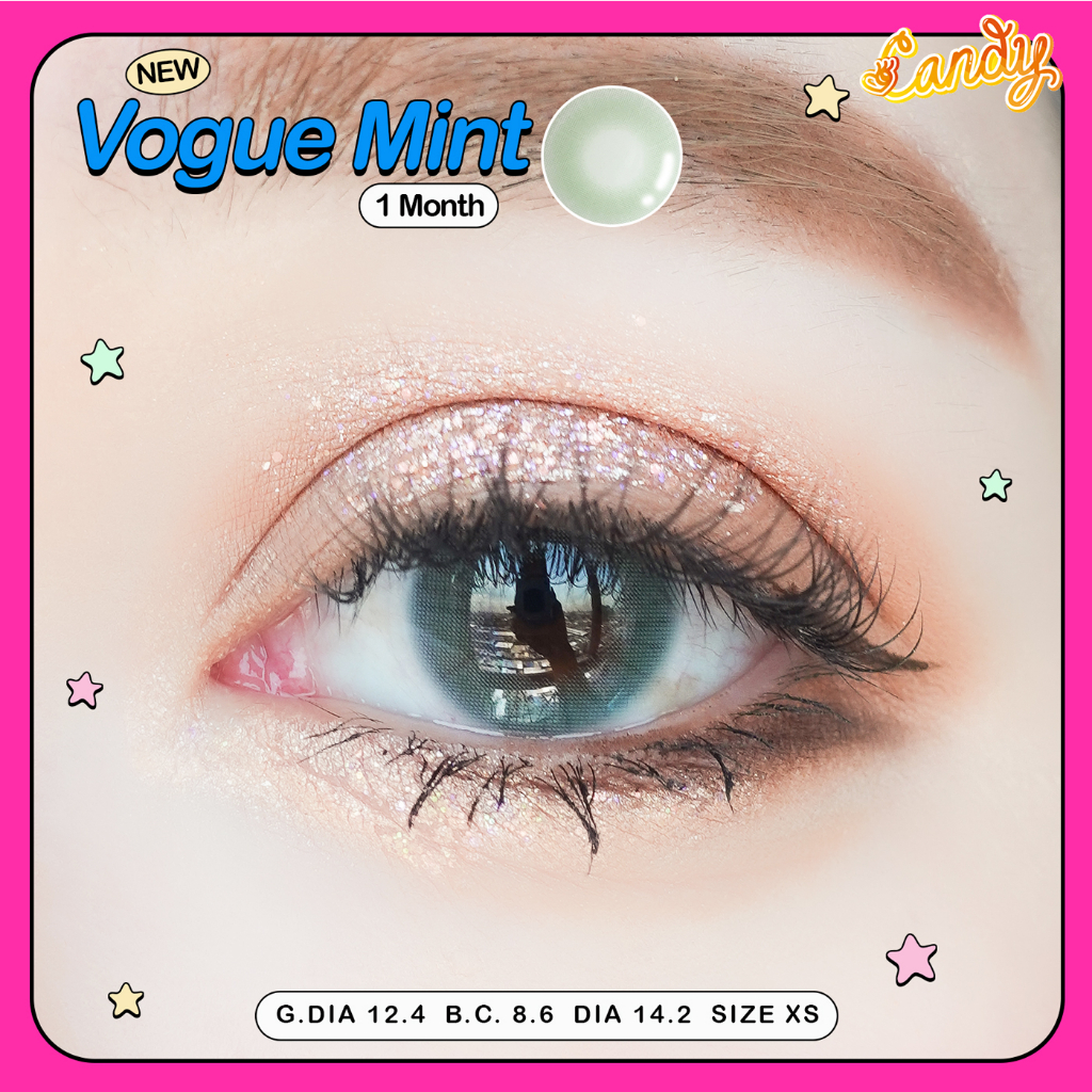 Candylens คอนแทคเลนส์ รุ่น Vogue Mint  สีเขียว พร้อมส่งแบบปกติ และค่าสายตาสั้น 0.00- 7.00