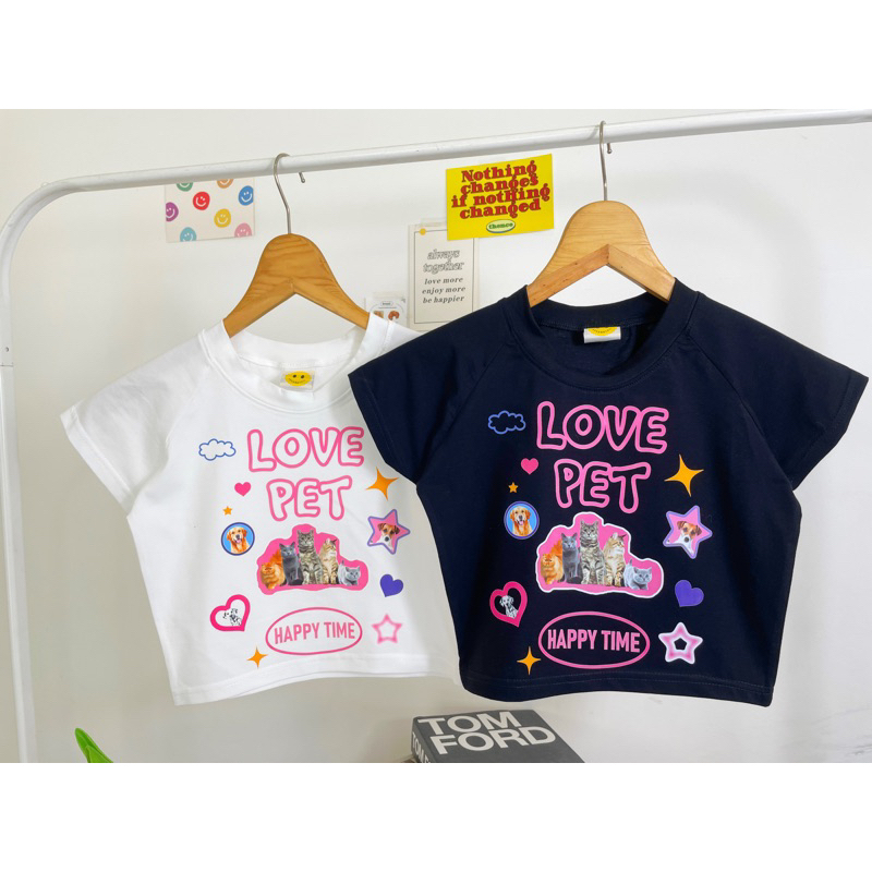 เสื้อครอปเด็กโต8-12ปีลายเกาหลีเกาใจน่าร้ากกกก