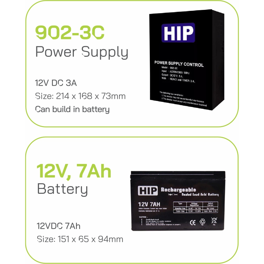 HIP 902-3C Power Supply 12V 3A แบตเตอรี่ 12V7AH สำรองไฟได้นาน 12 ชม.