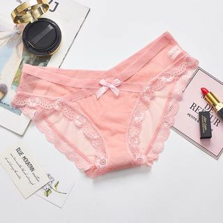 🔥สินค้าพร้อมส่งจากไทยกางเกงในผ้าซีทรู แต่งขอบลูกไม้สวยน่ารัก M-XL 5สี Sexy Lace Underwear Low Waist ZXLSNK