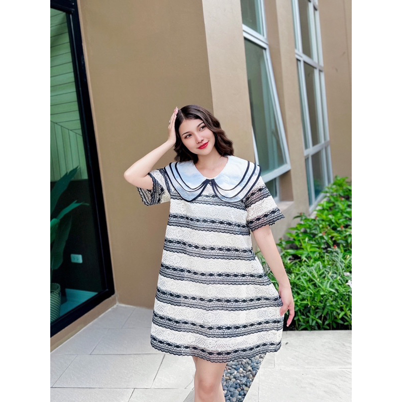 Zeza2shop ❤️Julie Lacecoat (flower) เดรสลูกไม้ปกบัวซ้อนป้าย ypy