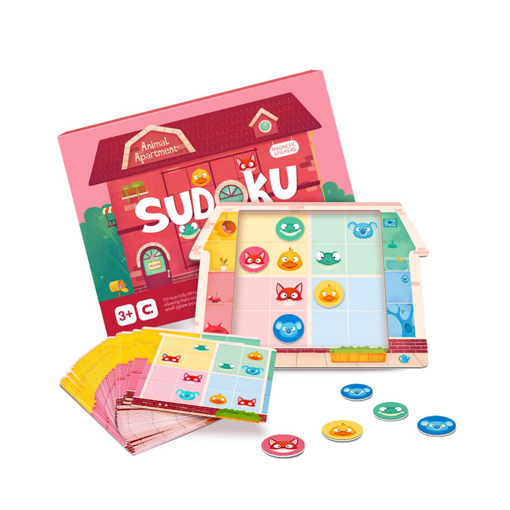 TOi Sudoku game เกมซูโดกุแม่เหล็ก Logic Game แนวญี่ปุ่น ฝึกสมองเสริมพัฒนาการสำหรับเด็ก - Animal Apartment (Age 3+)