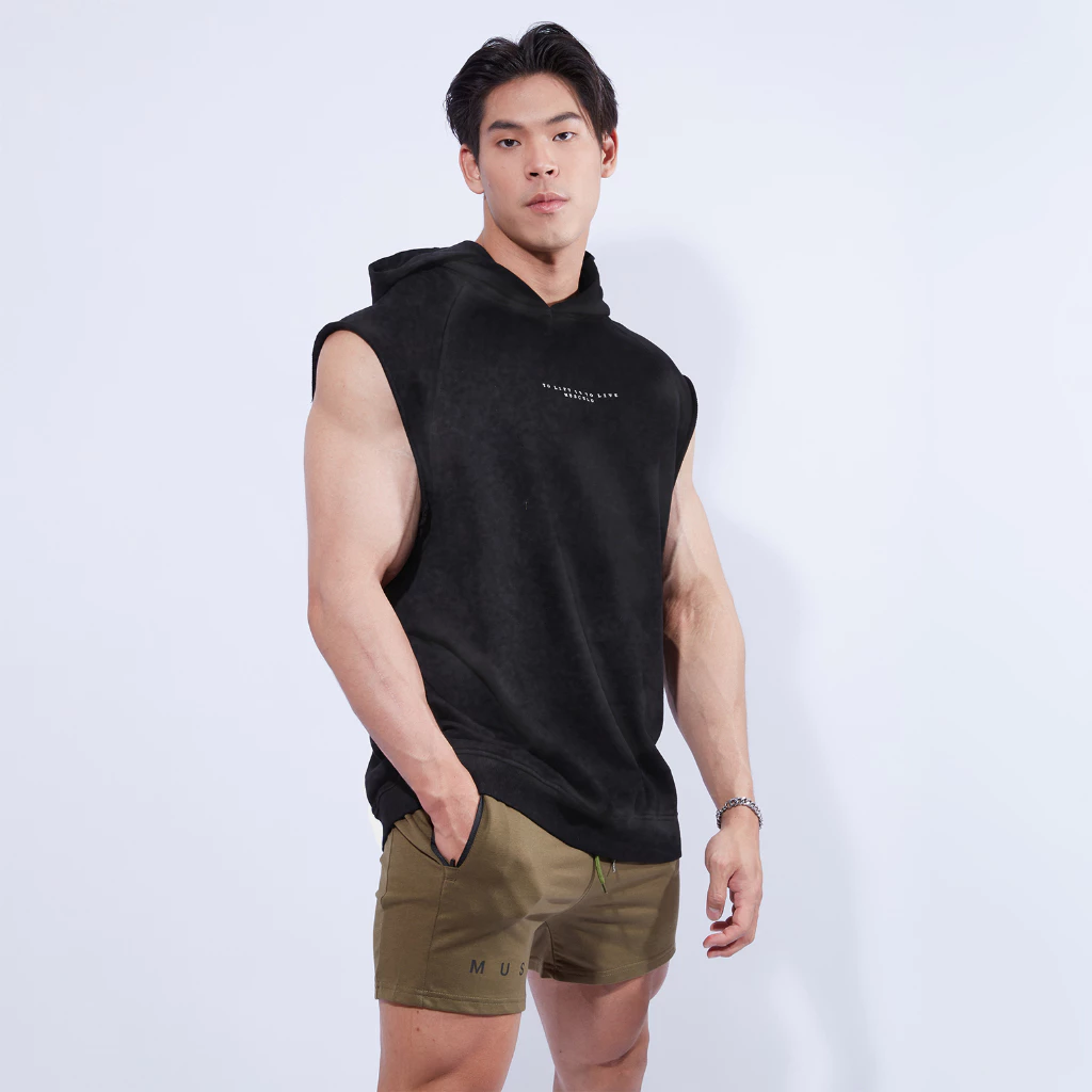 Musculo เสื้อฮู้ดดี้แขนกุดทรง โอเวอร์ไซส์