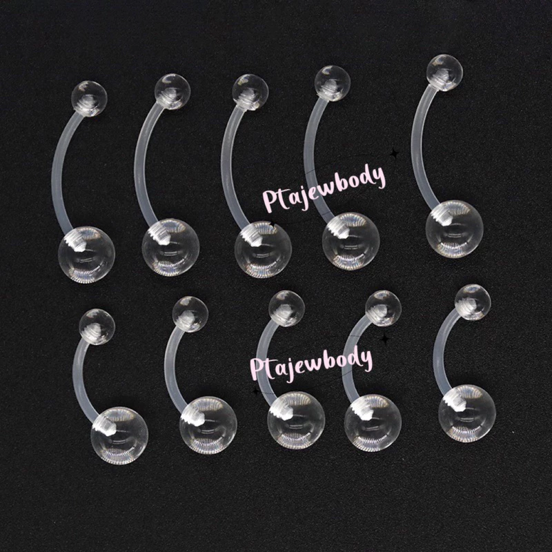 Silicone navel จิวสะดือซิลิโคนใส (เลือกความยาวได้) พร้อมส่งร้านไทย🇹🇭