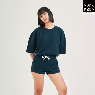 YuenPuen เสื้อยืด Oversize สีกรมท่า ยืนพื้น ไม่ยืด ไม่ย้วย เสื้อสีพื้น เสื้อโอเวอร์ไซส์ ผ้านุ่ม