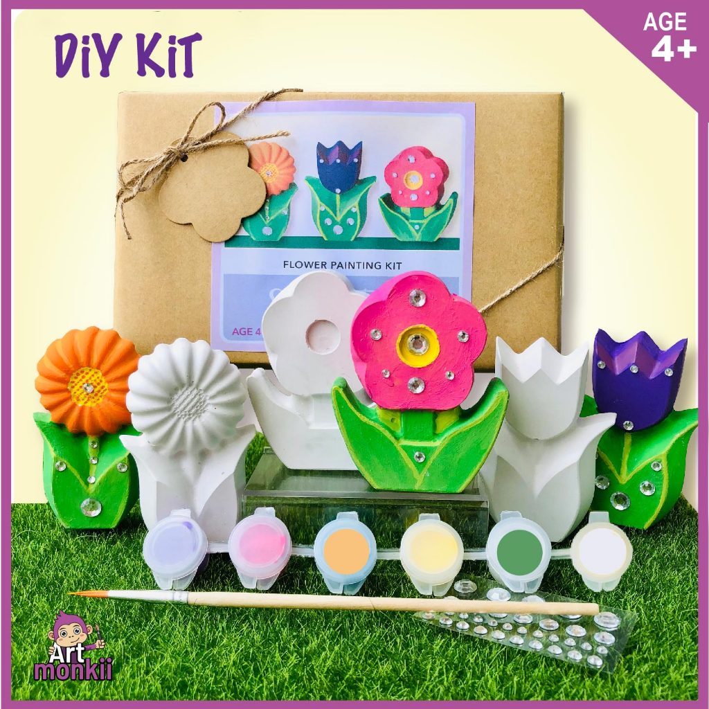 Flower DIY PAINTING Kit, Kids arts and craft, kids craft kit, diy kit kids, crafts for kids