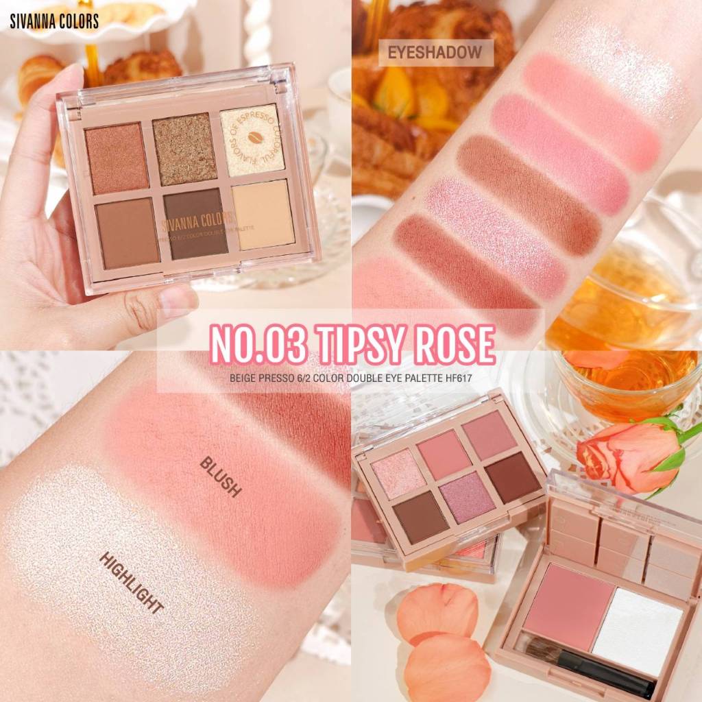 BEIGE PRESSO 6/2 COLOR DOUBLE EYE PALETTE HF617 : เมคอัพเซตคาเฟ่ 2 ชั้น พร้อมแปรงปัด - รูปที่ 4