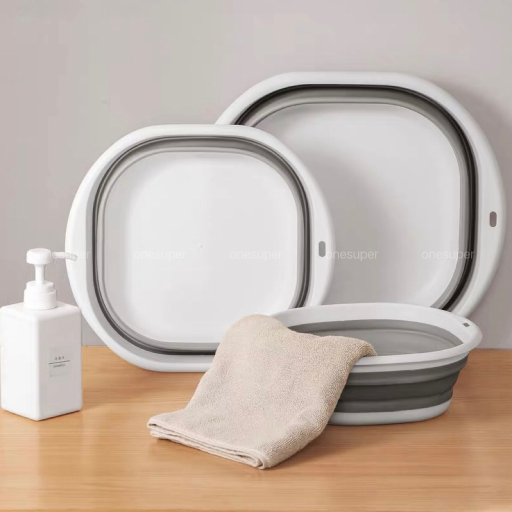 ทนความร้อน กะละมังพับได้ กะละมังซิลิโคนอเนกประสงค์ กะละมังล้างผัก ซักผ้า ตั้งแคมป์ onesuper