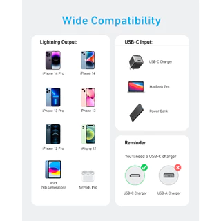 Anker 322 USB-C to L Cable (90cm /180cm Braided) สายชาร์จเร็ว รองรับ Apple CarPlay 3A 60W for iPhone / iPad A81B5/6