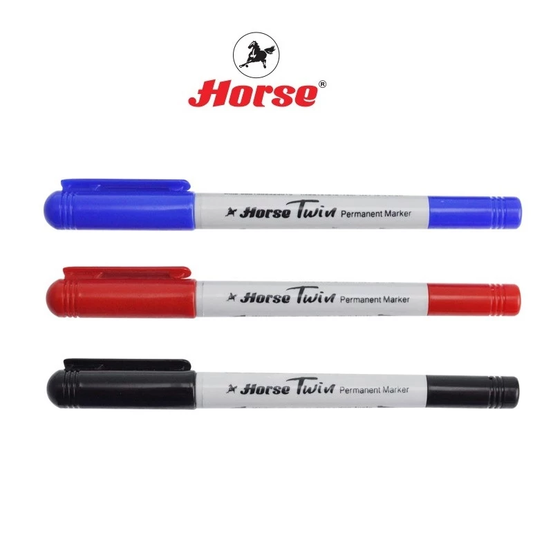 HORSEตราม้า ปากกาเคมี 2หัว หัวกลม 2มม./4มม. H-41 - หลากสี จำนวน 1ด้าม