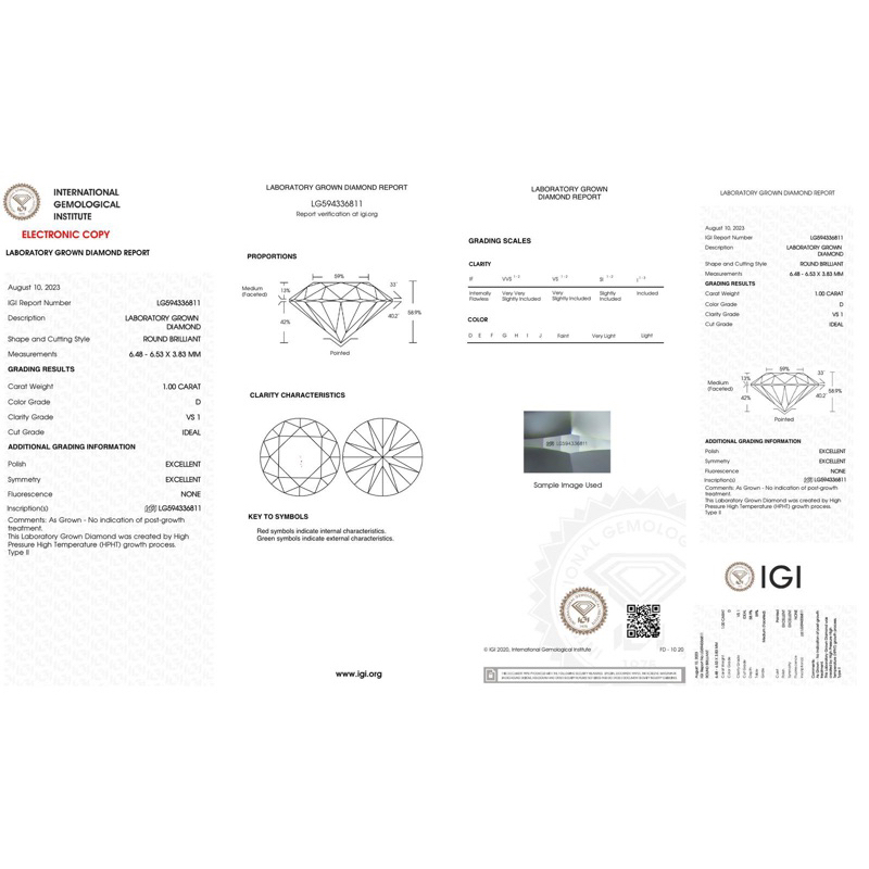 เพชร CVD 1 กะรัต น้ำ-100 VS1 3 EX -- CVD Lab Grown Diamond 1 carat D VS1