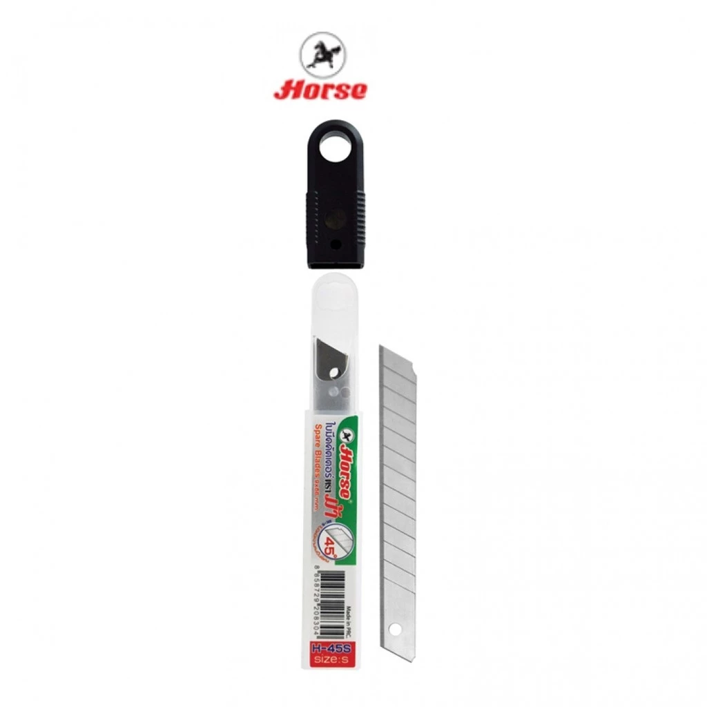 HORSE ตราม้า ใบมีดคัตเตอร์ S 45 องศา 9 มม. 6ใบ/หลอด ( จำนวน 1 หลอด )