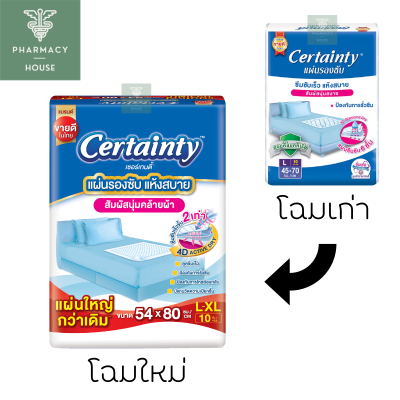 Certainty เซอร์เทนตี้ แผ่นรองซับ แผ่นรอง L-XL